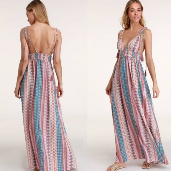 LULUS Maxin & Relaxin Colorful Boho Print Maxi - Picture 10 of 10
